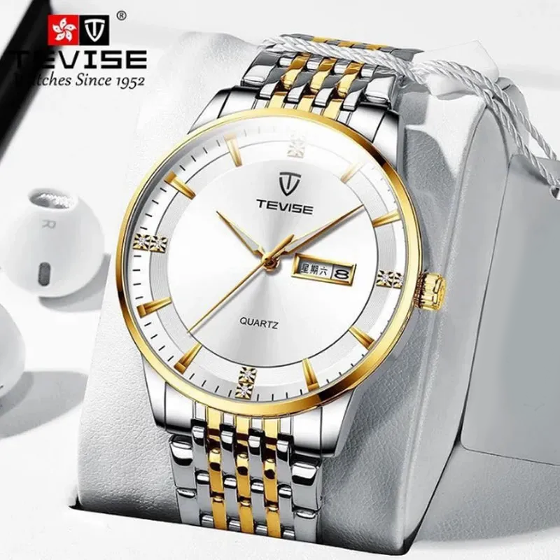 TEVISE T884s Stainless Quartz Men Casual Sports Quartz Chronograph Wristwatches